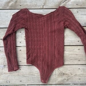 VTG 90s Free People Grunge Off-the-Shoulder Bodysuit See Through Stretch Thong M